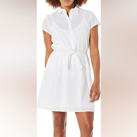 J. Crew Mercantile Dresses & Skirts - J. Crew Mercantile White Short-Sleeve Eyelet Collared Tie Front Dress, XXL
